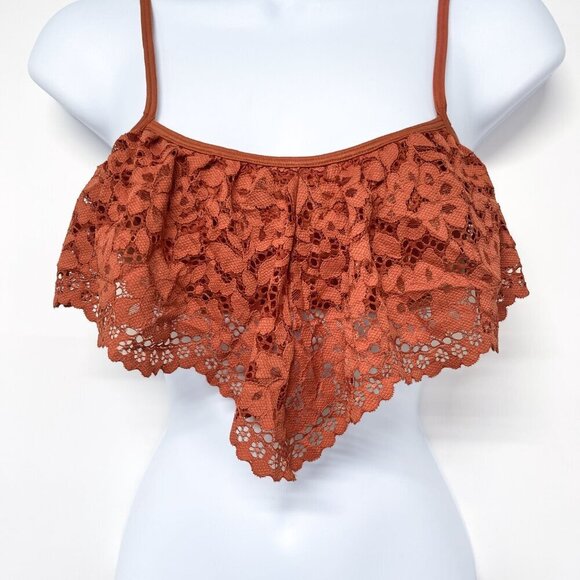 Body by Victoria Secret Lace Flutter Flounce Ruffle Crop Top Bralette Bra XS VS - Picture 4 of 7